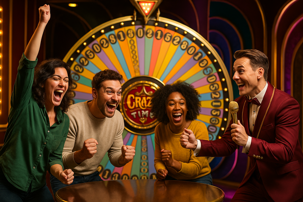 Crazy Time Live Play wheel and players enjoying the game